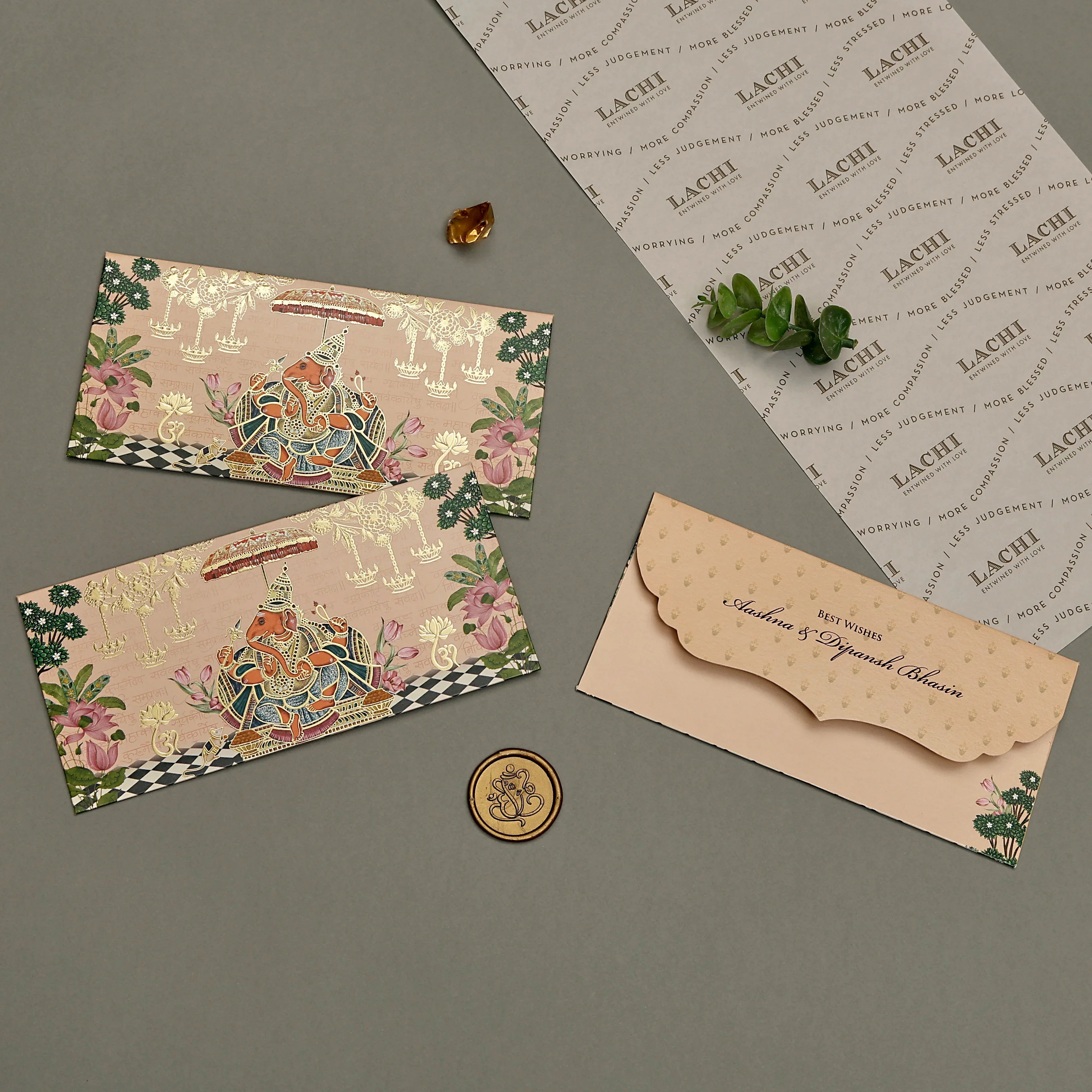 Ganesha Court - Money Envelope (Peach)