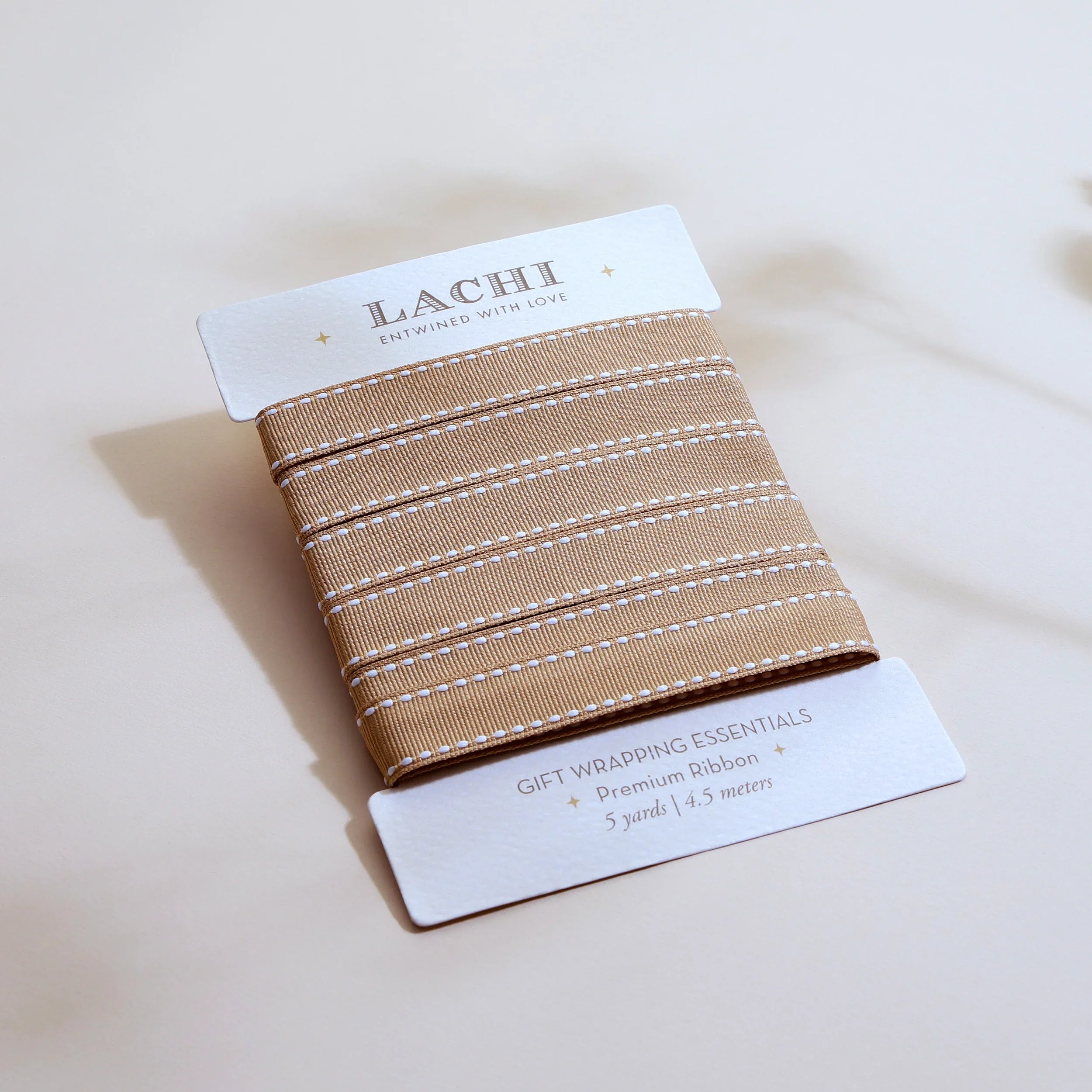 Sand Beige Sadle Stitch Ribbon