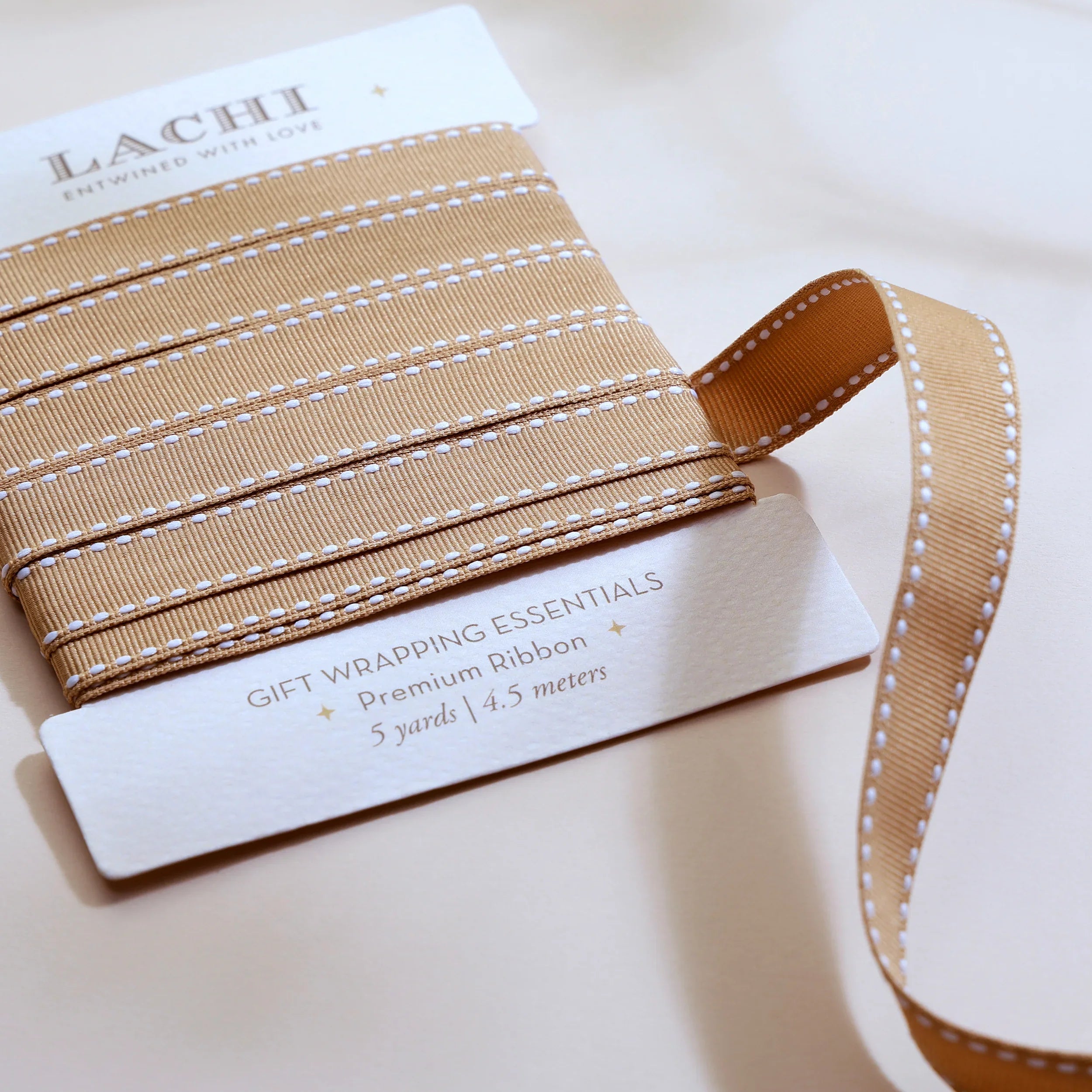Sand Beige Sadle Stitch Ribbon